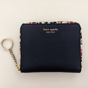 EUC! Kate Spade New York Cameron Floral Small Slim Continental Wallet In Navy